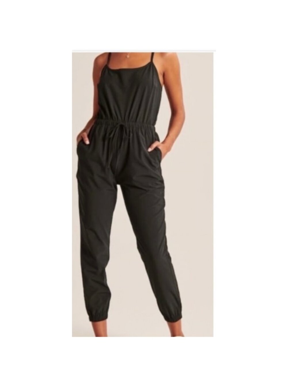 Abercrombie & Fitch Traveler Jumpsuit Womens XL Tall Black‎ Ankle Cuffed